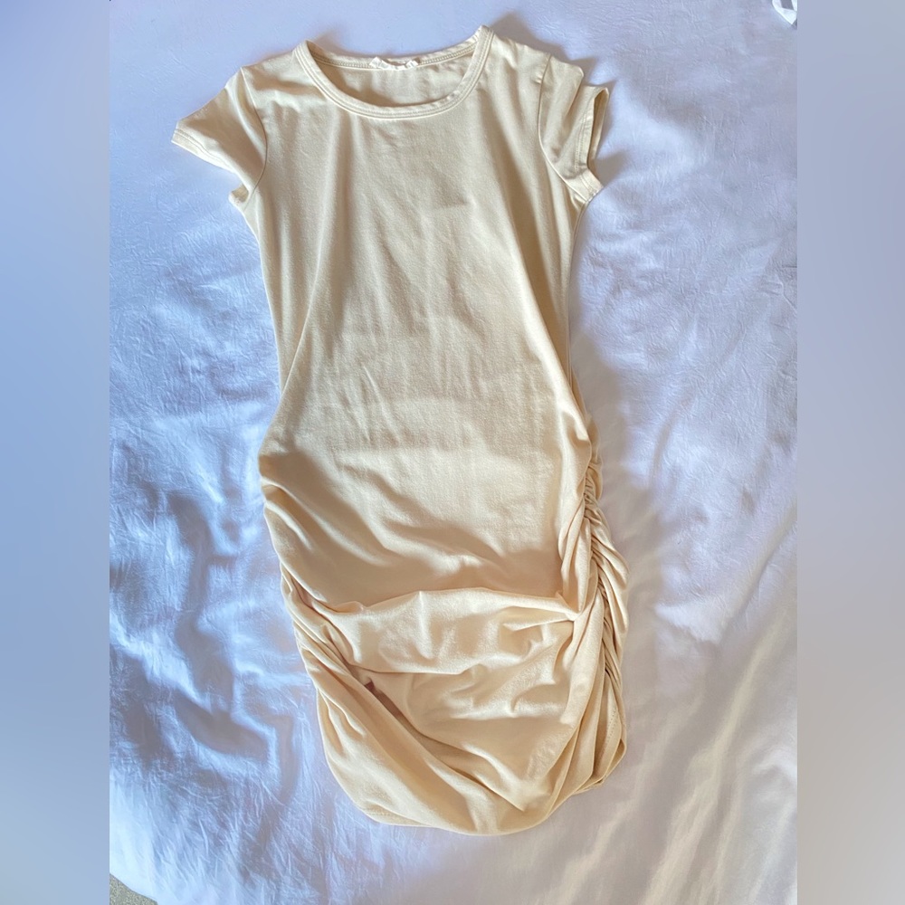 Yellow Mini Side Rouche Dress